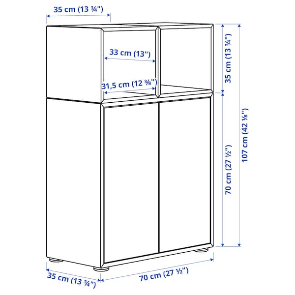 Ikea EKET - Cabinet combination with feet, white/white stained oak effect, 70x35x107 cm