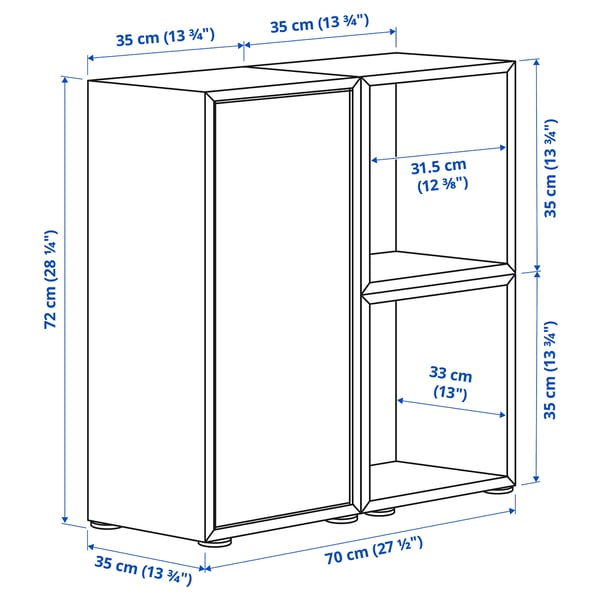 EKET - EKET Cabinet combination with feet, white/stained oak effect pale yellow, 70x35x72 cm