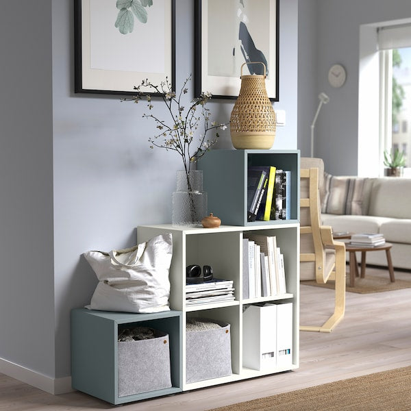 EKET - Cabinet combination with feet, white/light grey-blue, 105x35x107 cm