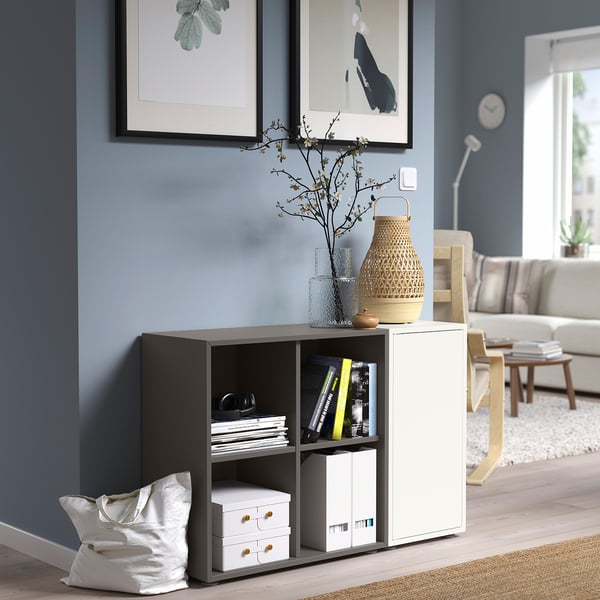 EKET cabinet combination with feet, white/dark grey, 105x35x72 cm