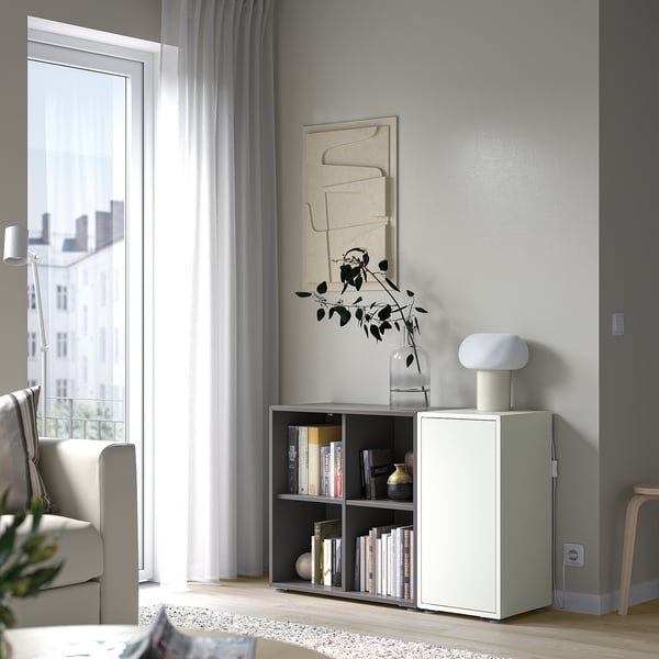 EKET - EKET Cabinet combination with feet, white/dark grey, 105x35x72 cm