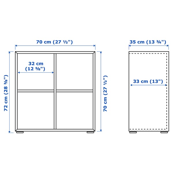 EKET cabinet combination with feet, white, 70x35x72 cm