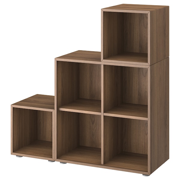 EKET - Cabinet combination with feet, walnut effect, 105x35x107 cm