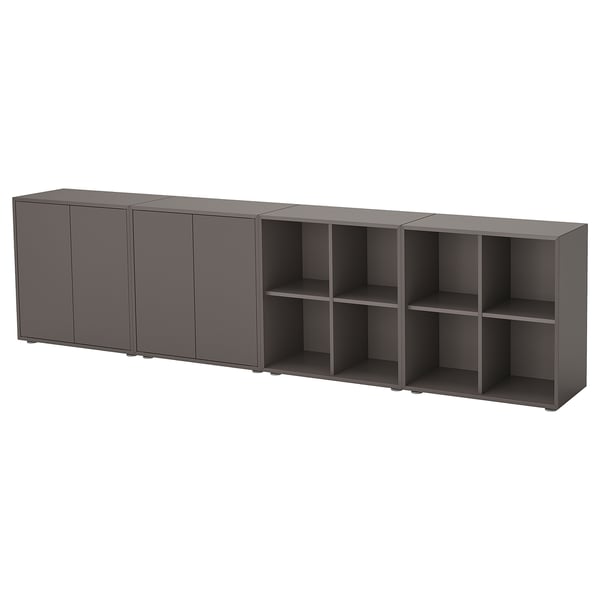 EKET - EKET Cabinet combination with feet, dark grey/dark grey, 280x35x72 cm
