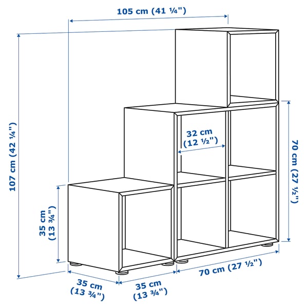 EKET cabinet combination with feet, dark grey/walnut, 105x35x107 cm