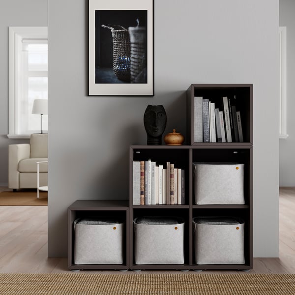 EKET cabinet combination with feet, dark grey, 105x35x107 cm
