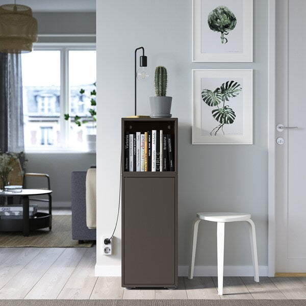 EKET - Cabinet combination with feet, dark grey, 35x35x107 cm