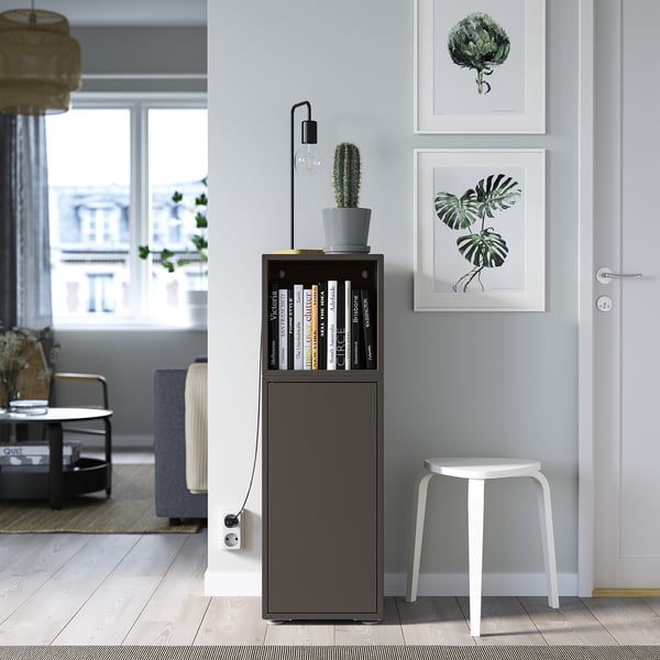 EKET cabinet combination with feet, dark grey, 35x35x107 cm