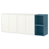EKET wall-mounted cabinet combination, white/dark grey-blue, 175x35x70 cm