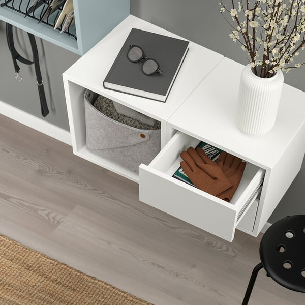 EKET - EKET Wall-mounted storage combination, white/light grey-blue, 105x35x70 cm