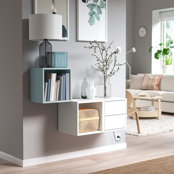 EKET - EKET Wall-mounted storage combination, white/light grey-blue, 105x35x70 cm