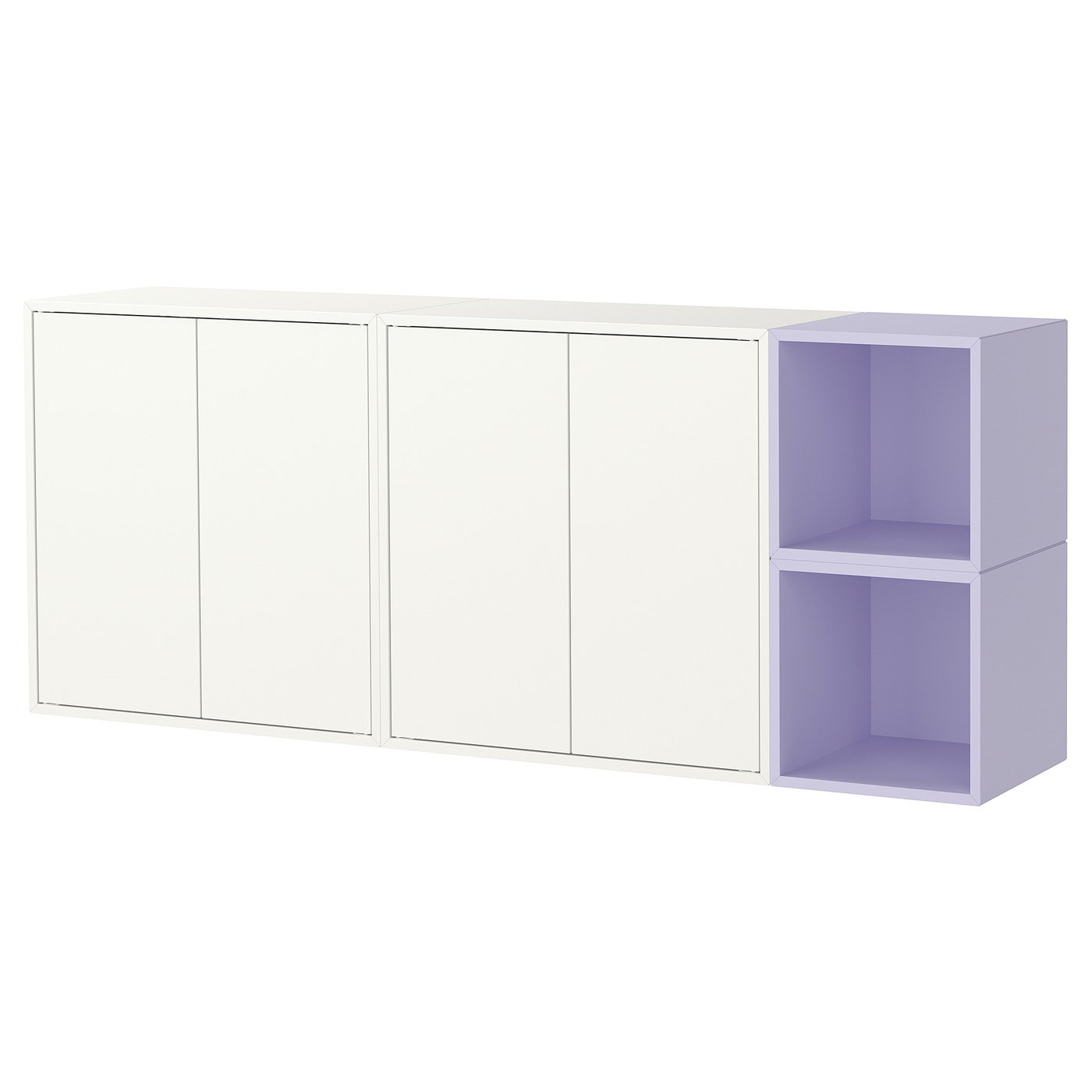 EKET wall-mounted cabinet combination, white/pale lilac, 175x35x70 cm