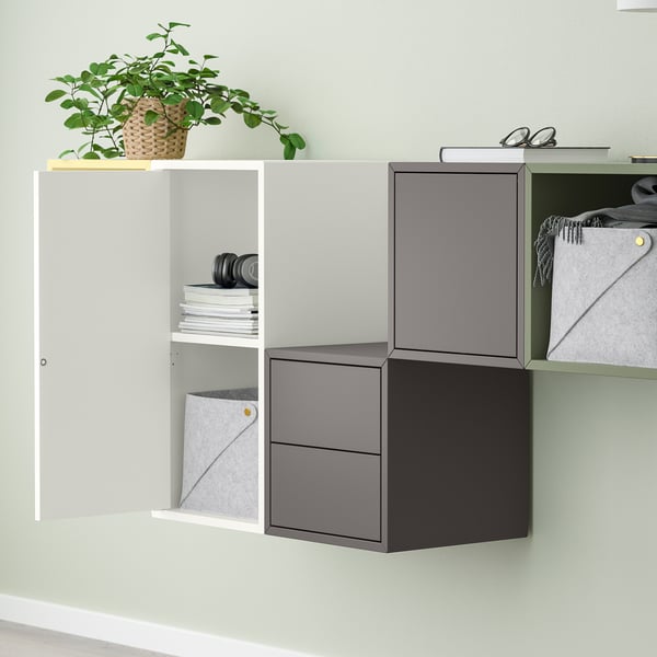 EKET - Wall-mounted cabinet combination, white/multicolour, 175x35x70 cm