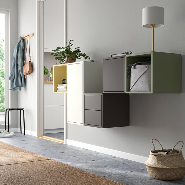 EKET - Wall-mounted cabinet combination, white/multicolour, 175x35x70 cm
