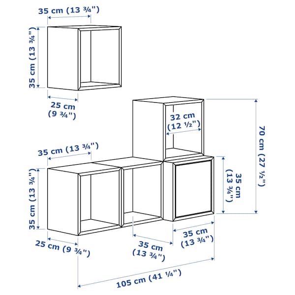 EKET - Wall-mounted cabinet combination, white, 105x35x120 cm