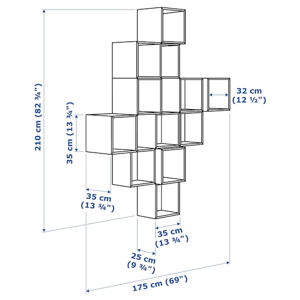 Ikea EKET - Wall-mounted cabinet combination, white, 175x35x210 cm