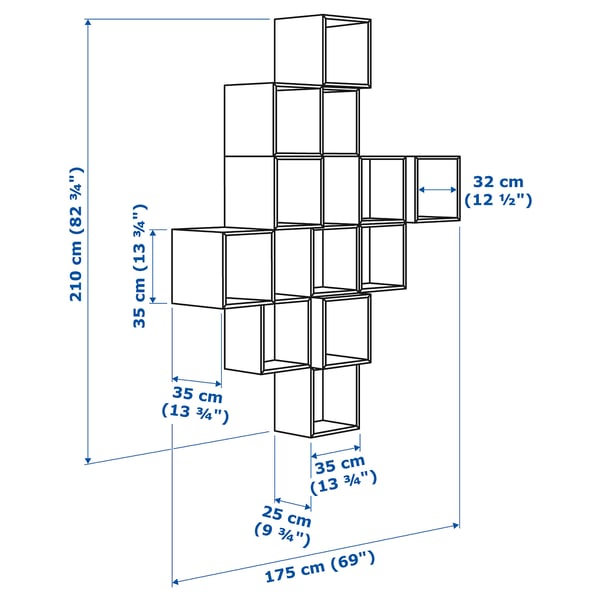 EKET - EKET Wall-mounted cabinet combination, white, 175x35x210 cm