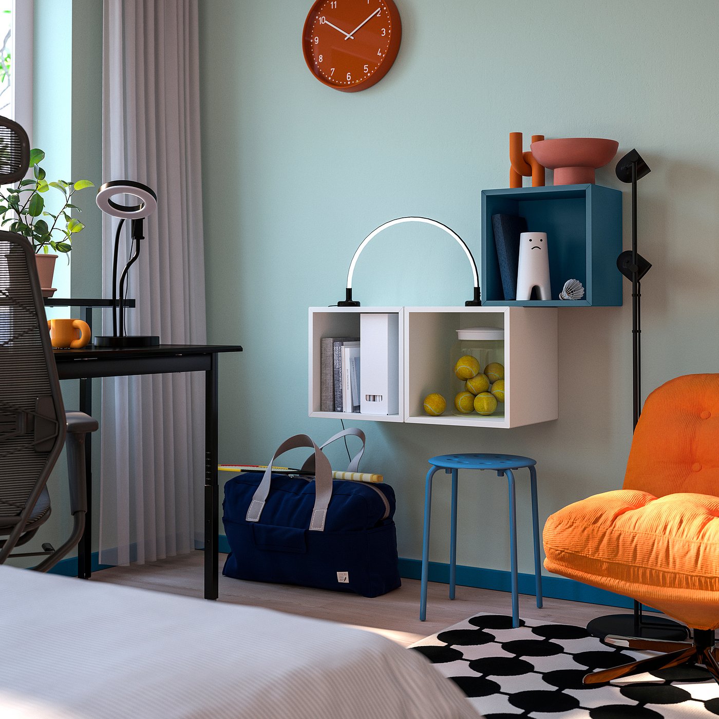 EKET wall-mounted cabinet combination, dark grey-blue/white, 70x105 cm