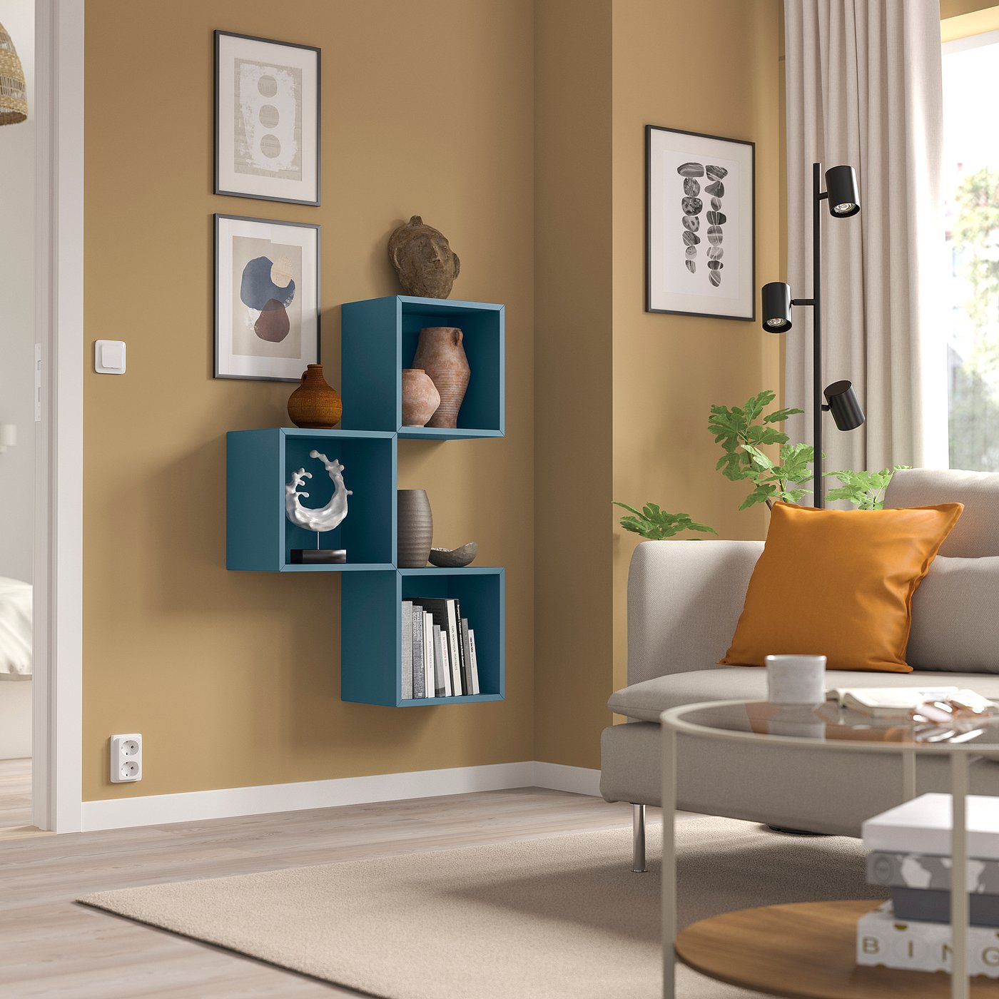 EKET wall-mounted cabinet combination, dark grey-blue, 70x25x105 cm