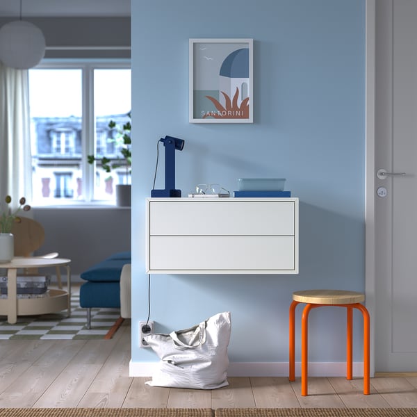 EKET wall-mounted storage combination, with 2 drawers/white, 70x35x35 cm