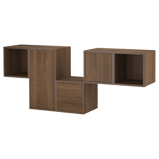 EKET - Wall-mounted cabinet combination, with 2 drawers/walnut effect, 175x35x70 cm