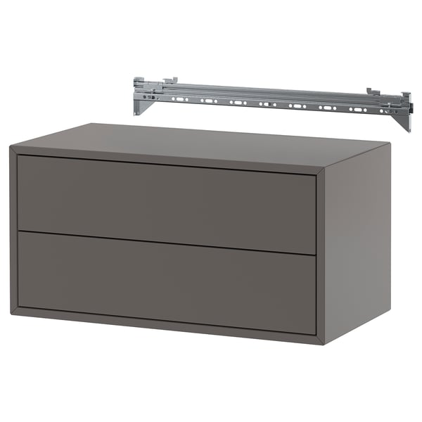 EKET - Wall-mounted storage combination, with 2 drawers/dark grey, 70x35x35 cm