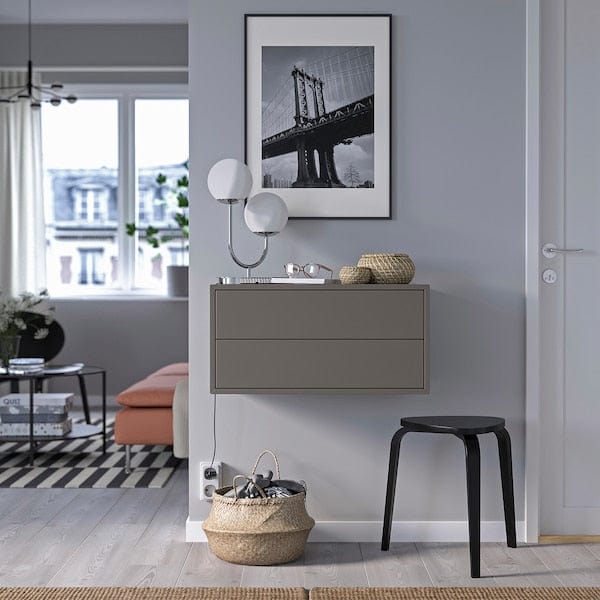 Ikea EKET - Wall cabinet combination, with 2 drawers/dark grey,70x35x35 cm