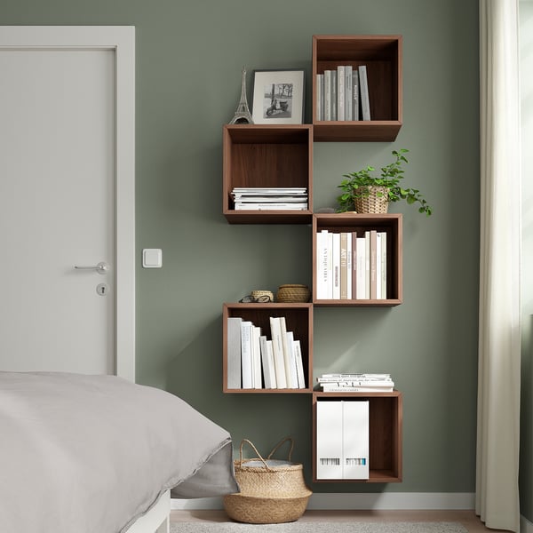 EKET - EKET Wall-mounted storage combination, walnut effect, 70x25x175 cm