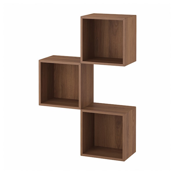 EKET - Wall-mounted cabinet combination, walnut effect, 70x25x105 cm