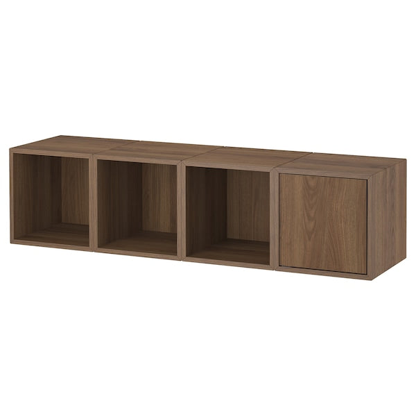 EKET - Wall-mounted cabinet combination, walnut effect, 140x35x35 cm