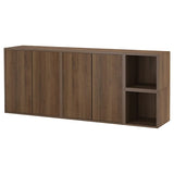 EKET wall-mounted cabinet combination, walnut effect, 175x35x70 cm