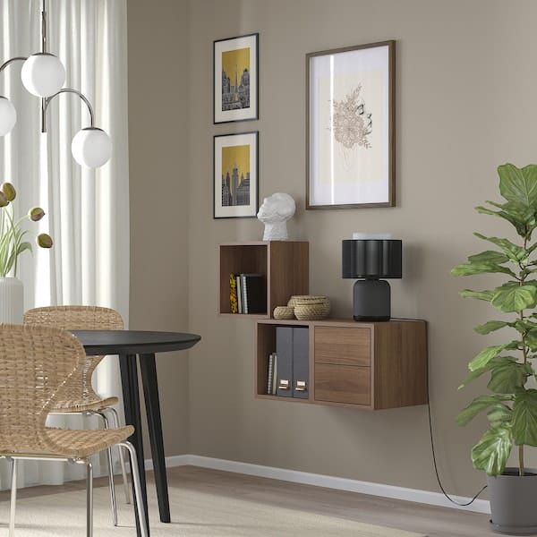 Ikea EKET - Wall-mounted storage combination, walnut effect, 105x35x70 cm