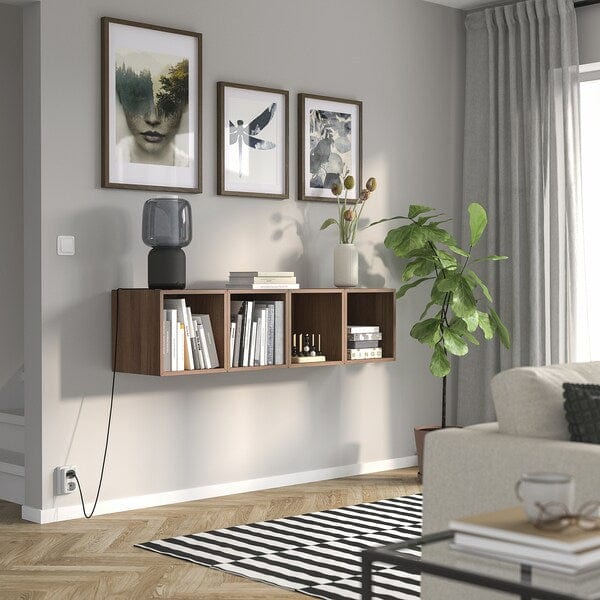Ikea EKET - Wall-mounted storage combination, walnut effect, 140x35x35 cm