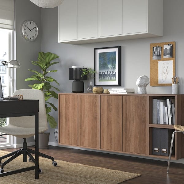 Ikea EKET - Wall-mounted cabinet combination, walnut effect, 175x35x70 cm