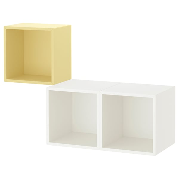 EKET wall-mounted cabinet combination, pale yellow/white, 105x35x70 cm