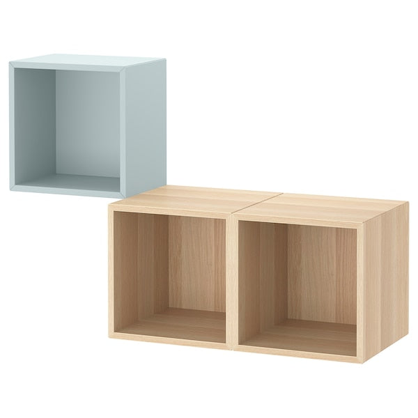 EKET - Wall-mounted cabinet combination, light grey-blue/white stained oak effect, 105x35x70 cm