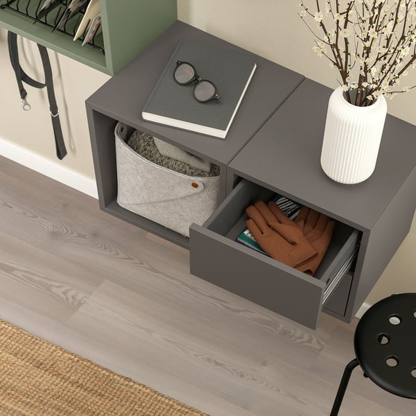 EKET - Wall-mounted storage combination, dark grey/grey-green, 105x35x70 cm