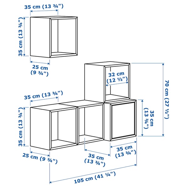 EKET wall-mounted cabinet combination, dark grey, 105x35x120 cm