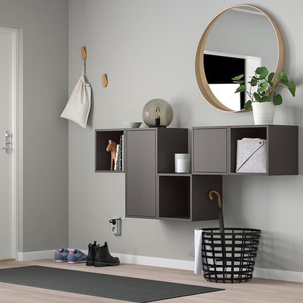 EKET wall-mounted cabinet combination, dark grey, 175x35x70 cm