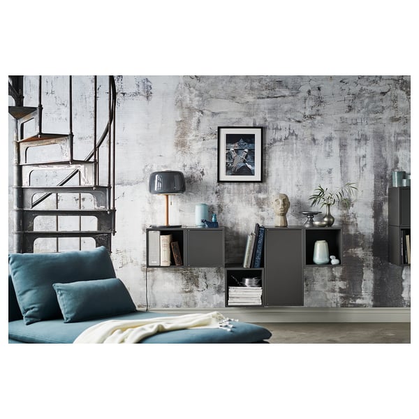 EKET wall-mounted cabinet combination, dark grey, 175x35x70 cm