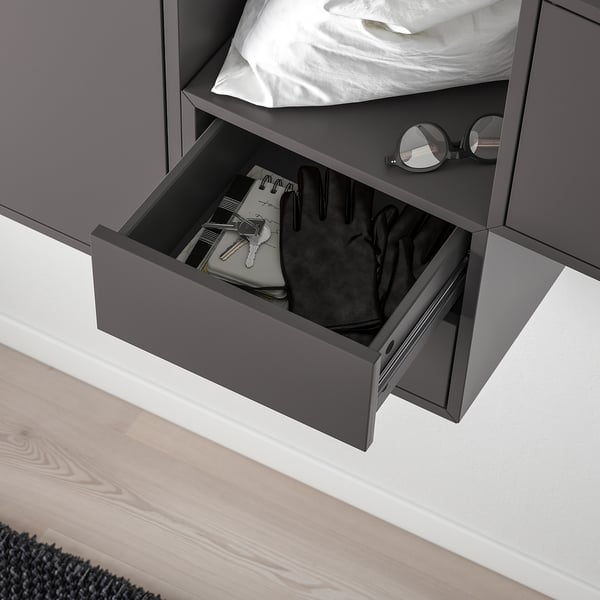 EKET wall-mounted cabinet combination, dark grey, 175x35x70 cm