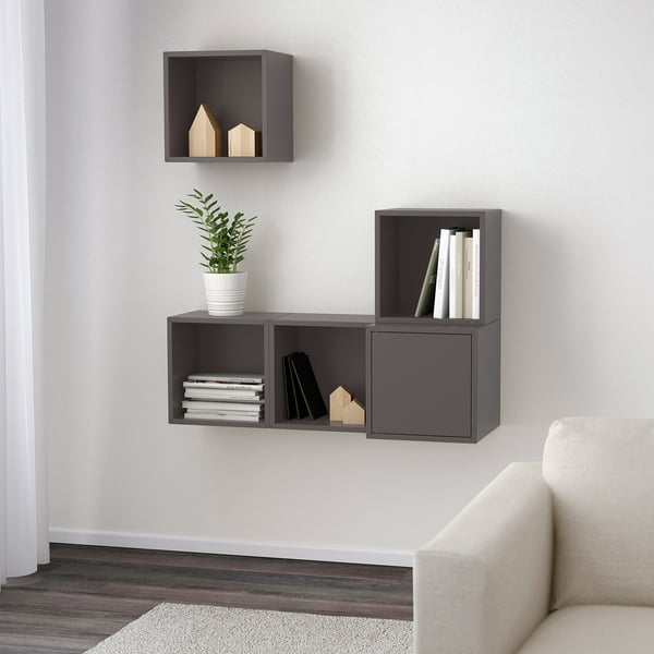 EKET - EKET Wall-mounted cabinet combination, dark grey, 105x35x120 cm