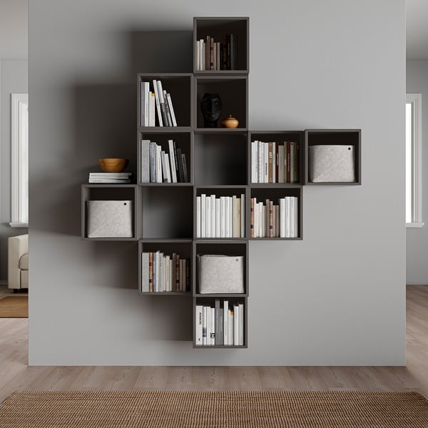 EKET - EKET Wall-mounted cabinet combination, dark grey, 175x35x210 cm
