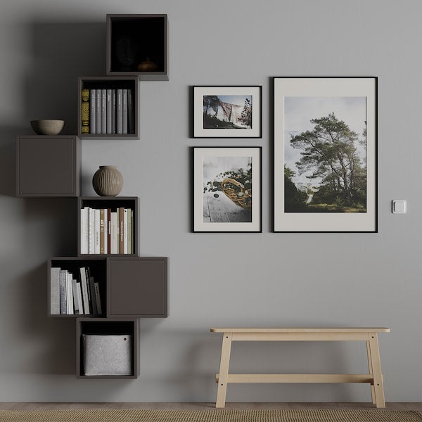 EKET - Wall-mounted cabinet combination, dark grey, 80x35x210 cm