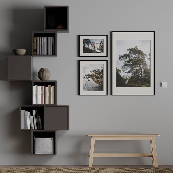 EKET wall-mounted cabinet combination, dark grey, 80x35x210 cm