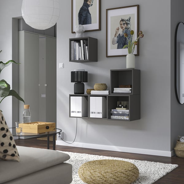 EKET wall-mounted cabinet combination, dark grey, 105x35x120 cm