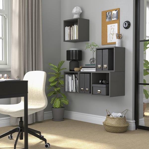 EKET wall-mounted cabinet combination, dark grey, 105x35x120 cm