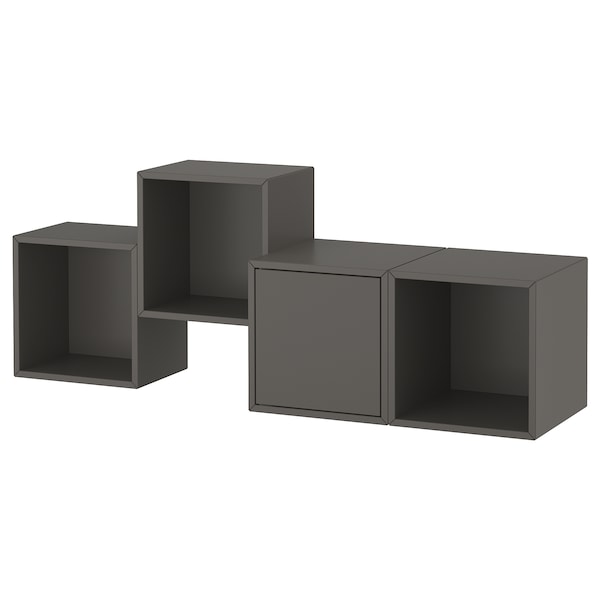 EKET - Wall-mounted cabinet combination, dark grey, 140x35x53 cm