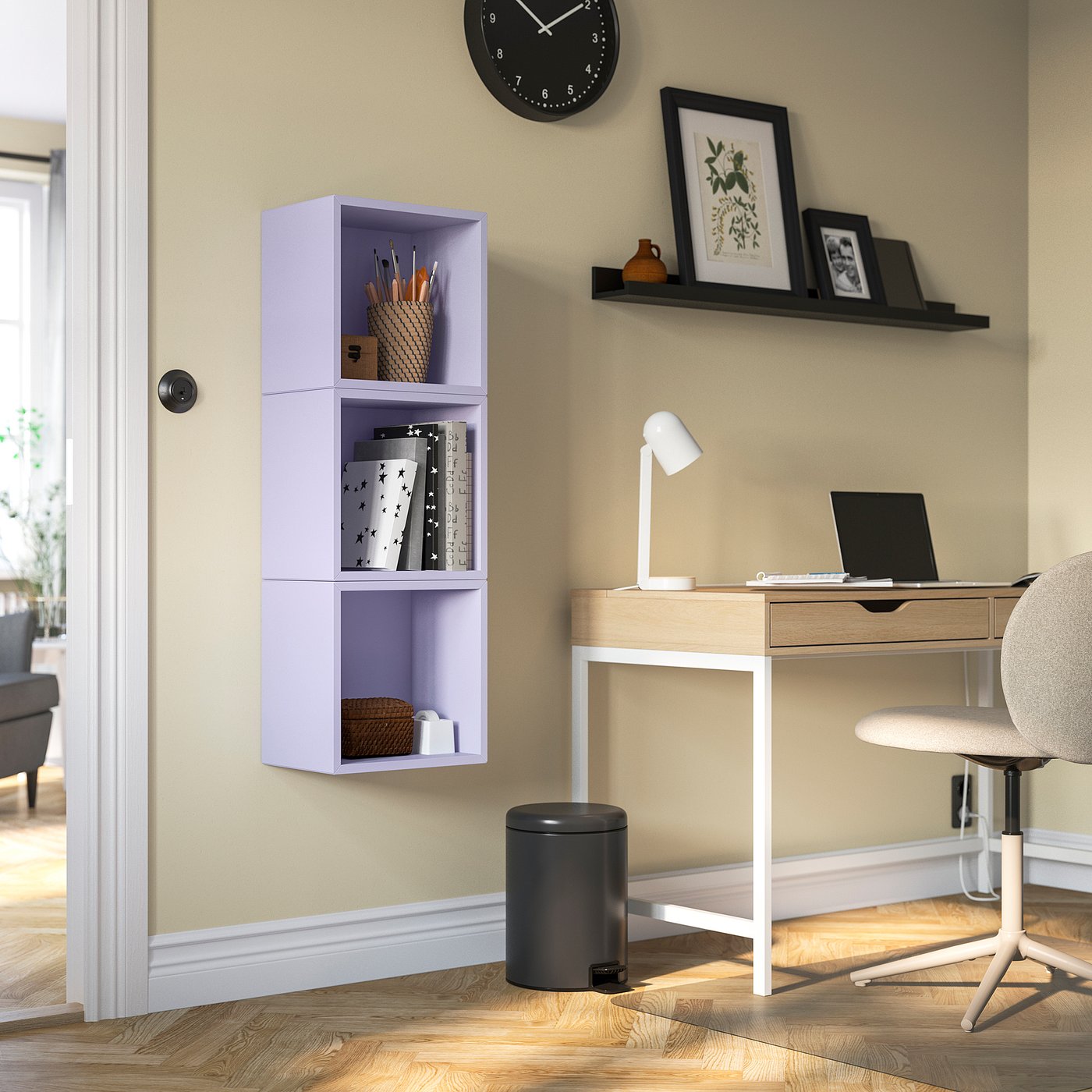 EKET wall-mounted cabinet combination, pale lilac, 70x105x25 cm