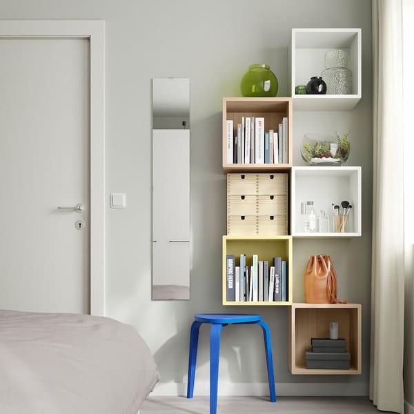 Ikea EKET - Wall-mounted storage combination, multicolour/pale yellow